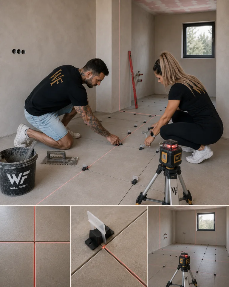 Pokládání dlažby s laserovým vytyčením