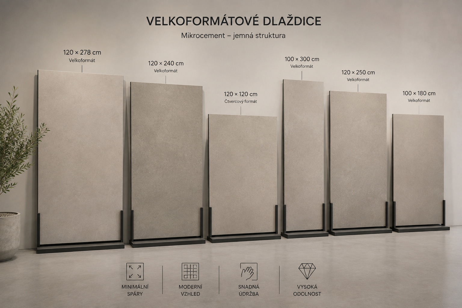 Velkoformátové dlaždice — přehled formátů