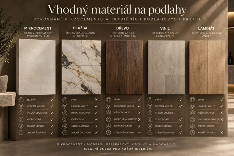 Vhodný materiál na podlahy: Porovnání mikrocementu a tradičních podlahových krytin