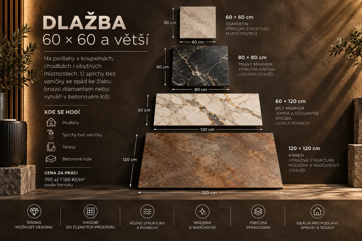 Dlažba 60 × 60 a větší